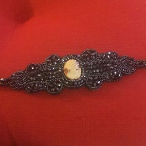 Amedeo genuine cameo navy blue beaded bracelet